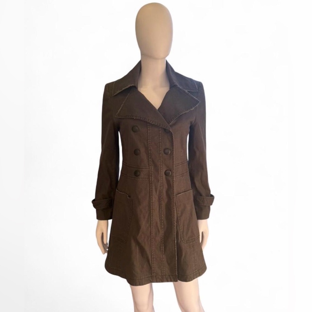 Alice + Olivia Olive Green Military Style Trench Coat Jacket | Size M